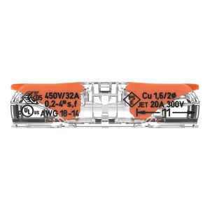 WAGO 221-411 ÁTLÁTSZÓ (OLDHATÓ) KÉT OLDALAS 2X0,08-4 MM2 VEZETÉKÖSSZEKÖTŐ 2. KÉP