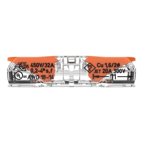 WAGO 221-411 ÁTLÁTSZÓ (OLDHATÓ) KÉT OLDALAS 2X0,08-4 MM2 VEZETÉKÖSSZEKÖTŐ 2. KÉP